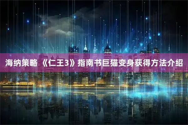 海纳策略 《仁王3》指南书巨猫变身获得方法介绍