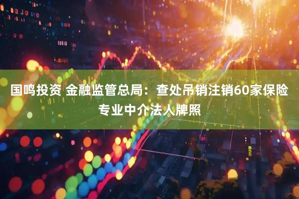 国鸣投资 金融监管总局：查处吊销注销60家保险专业中介法人牌照